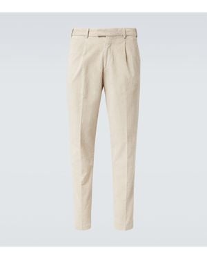Thom Sweeney Pantalones Rectos De Pana De Mezcla De Algodon Y Seda - Neutro