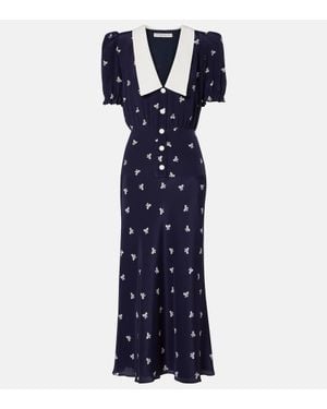 Alessandra Rich Bow Patterned Dress - Blue