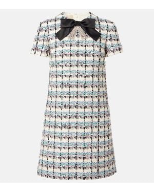Valentino Verziertes Minikleid Aus Tweed - Weiß