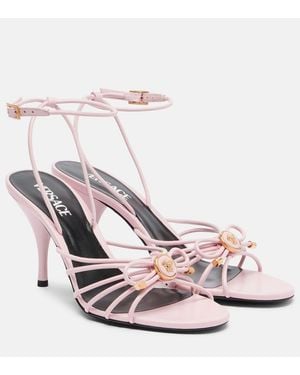 Versace La Medusa 85 Leather Sandals - Pink