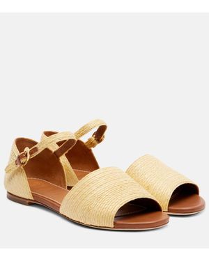 STAUD Sandalias Catharine De Rafia Y Piel - Marrón