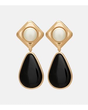 Self-Portrait Plated Drop Earrings - Black