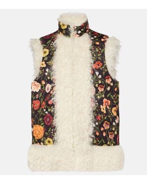 La DoubleJ Bedruckte Weste Folk Mit Faux Fur - Natur