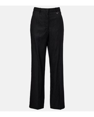 Isabel Marant Noanda Pinstriped Wool-Blend Straight Trousers - Black
