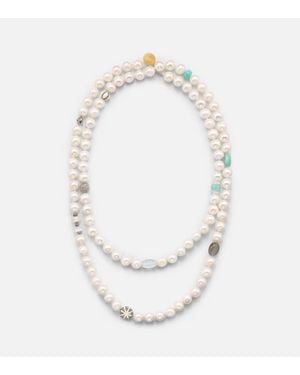 Ileana Makri Halskette Aus Suesswasserperlen Mit Diamanten Und Tsavorit - Weiß