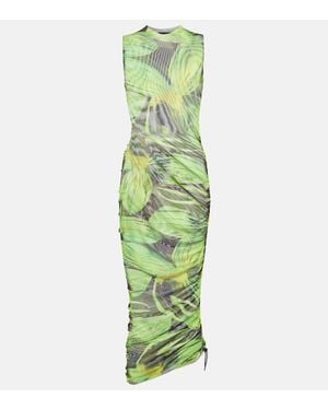 Louisa Ballou Heatwave Printed Mesh Midi Dress - Green