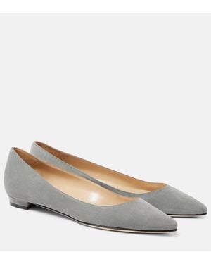 Manolo Blahnik Ballerinas Lanza Bb Aus Veloursleder - Grau