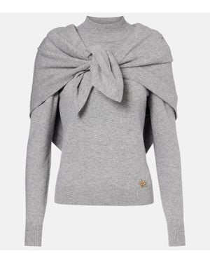 Oscar de la Renta Scarf-Detail Cashmere Jumper - Grey