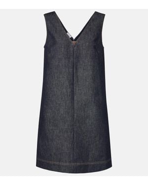 Brunello Cucinelli Monili Cotton Twill Minidress - Blue