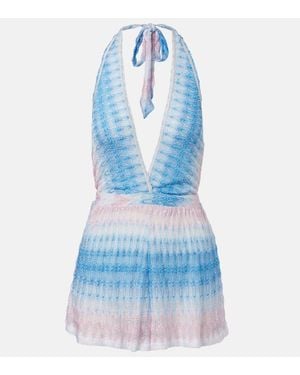 Missoni Zigzag Ombre Lame Romper - Blue