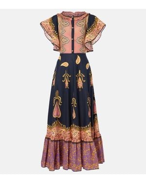 Valentino Paisley Ruffled Cotton Muslin Maxi Dress - Blue