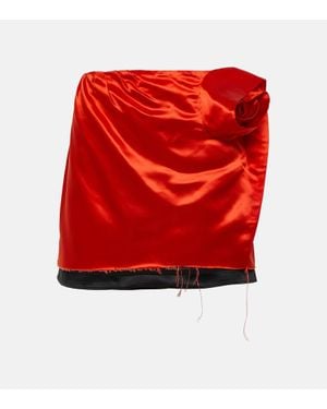 DIDU Minifalda De Saten Con Aplique Floral - Rojo