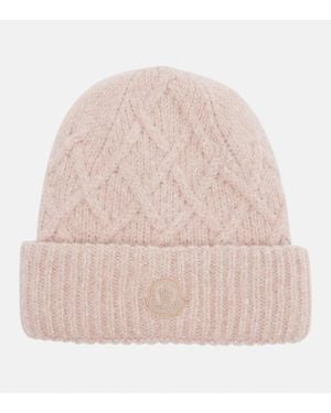 Moncler Embroidered Alpaca-Blend Beanie - Natural