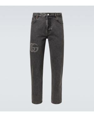 Gucci Double G Cropped Slim Jeans - Gray