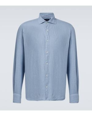 Thom Sweeney Chemise En Lin - Bleu
