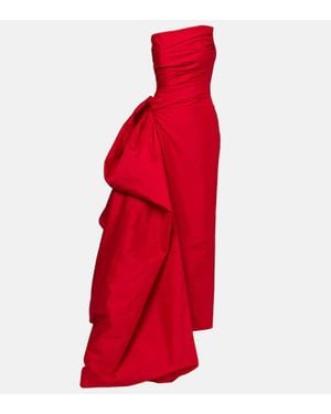 Marmar Halim Ruched Taffetta Gown - Red