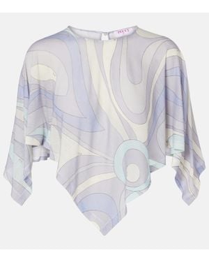 PUCCI Top Cropped Asimmetrico Orchidee - Bianco