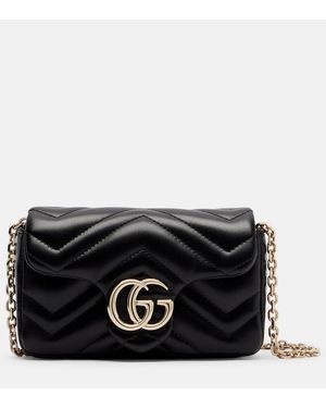 Gucci Schultertasche Gg Marmont Mini Aus Leder - Schwarz