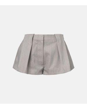 Stella McCartney Shorts En Mezcla De Lana De Tiro Alto - Gris