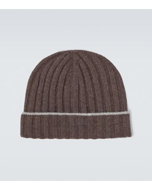 Brunello Cucinelli Gorro Acanalado De Cachemir - Marrón