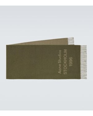 Acne Studios Logo Wool Jacquard Scarf - Green