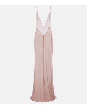 The New Arrivals Ilkyaz Ozel Claudie Sequined Sheer Maxi Dress - Pink