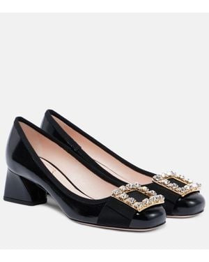 Roger Vivier Tres Vivier Embellished Patent Leather Pumps - Black