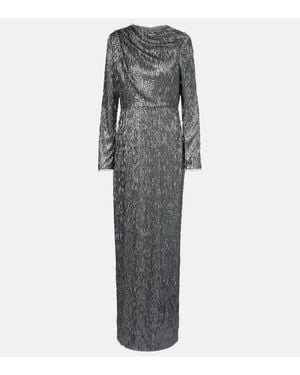 Erdem Robe Longue A Sequins - Gris