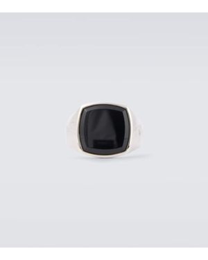 Tom Wood Ring Cushion Polished Aus Sterlingsilber Mit Onyx - Schwarz