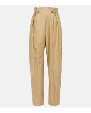 Victoria Beckham Fluid High-Waist Wide-Leg Trousers - Natural