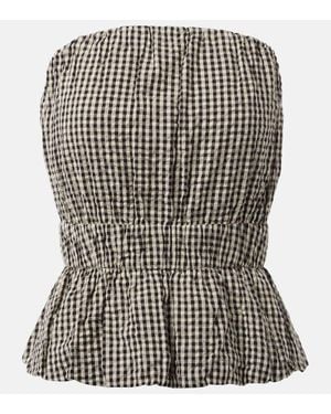 Posse Aurelia Gingham Cotton Top - Black