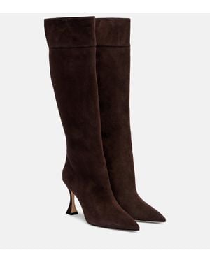 Manolo Blahnik Stiefel Miralonepla 90 Aus Veloursleder - Braun