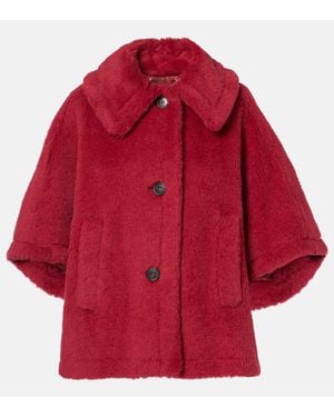 Max Mara Cape Aus Teddyfleece - Rot
