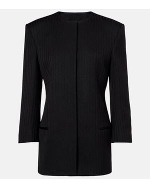 Calvin Klein Ribbed-Knit Wool Blazer - Black