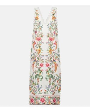 FARM Rio Printed Linen Maxi Dress - White