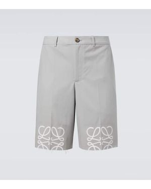 Loewe Anagram Cotton Twill Shorts - Gray