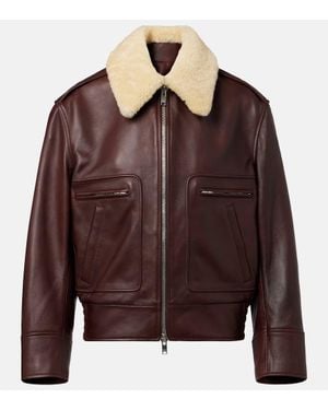 Bottega Veneta Veste En Cuir Et Shearling - Marron