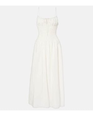Faithfull the Brand Shirred Cotton Maxi Dress - White