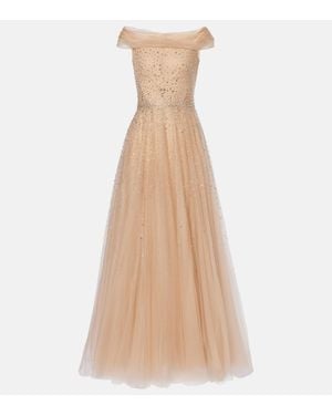 Jenny Packham Shayla Embellished Tulle Gown - Natural