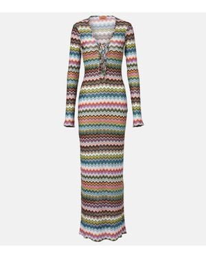 Missoni Maxikleid Aus Haekelstrick - Weiß