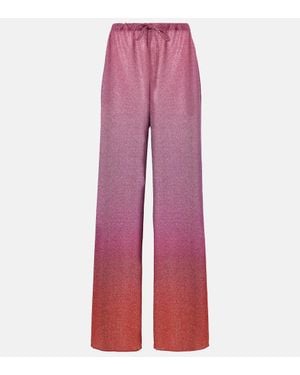 Oséree Lumiere Lame Wide-Leg Trousers - Red