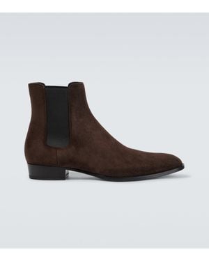 Saint Laurent Chelsea Boots Wyatt Aus Veloursleder - Braun
