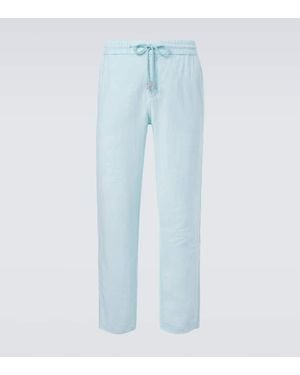 Vilebrequin Gerade Hose Aus Leinen - Blau