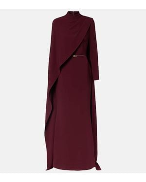 Elie Saab Cape-Detail Belted Gown - Purple