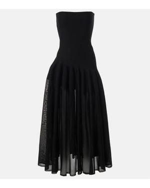 Alaïa Pleated Strapless Gown - Black