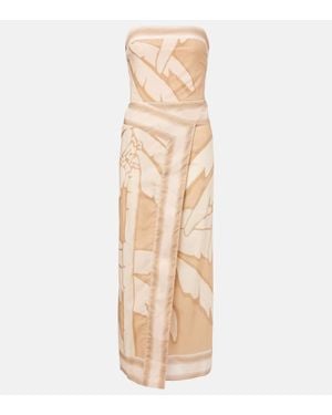Johanna Ortiz Palms Pontoon Cotton Poplin Midi Dress - Natural