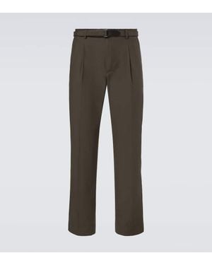 Brioni Madeira Cotton And Silk Straight Trousers - Grey