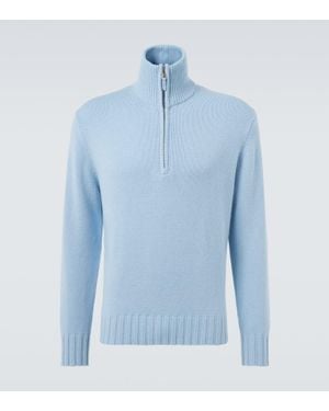 Allude Cashmere Half-Zip Sweater - Blue