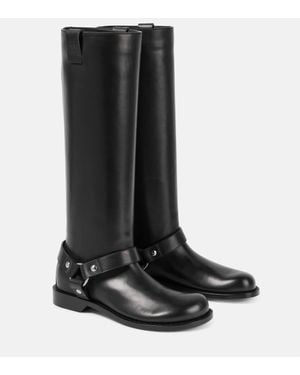 Loewe Campo Leather Biker Boots - Black