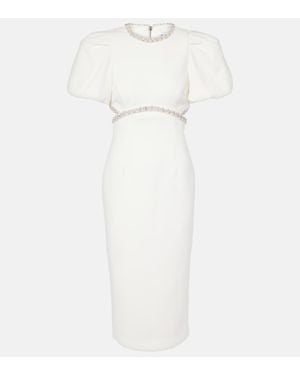 Rebecca Vallance Bridal Alicia Embellished Crepe Midi Dress - White